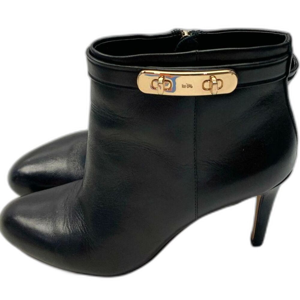 Coach Regina Black Leather Ankle Boot - Size 7 - Picture 2 of 7